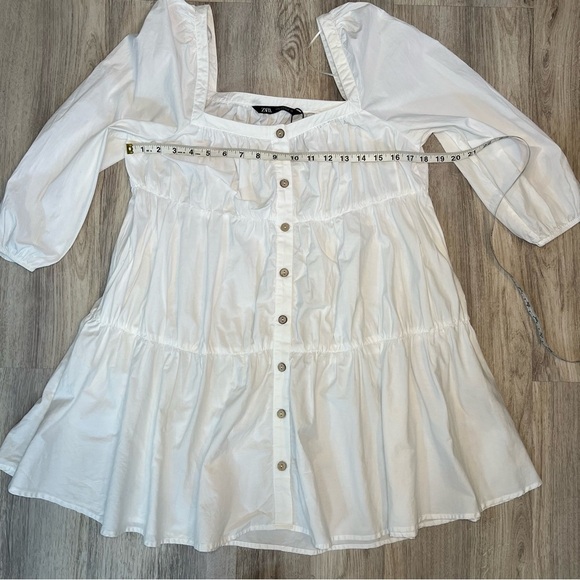 Zara White Long Sleeve Dress - Picture 6 of 9